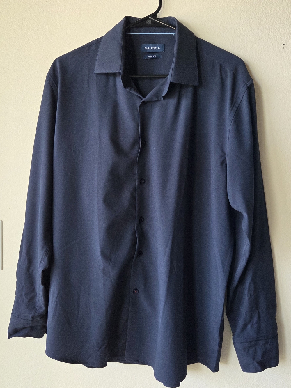 Nautica Men's Navy Long-Sleeve Button Up Dress Shirt - Size Large